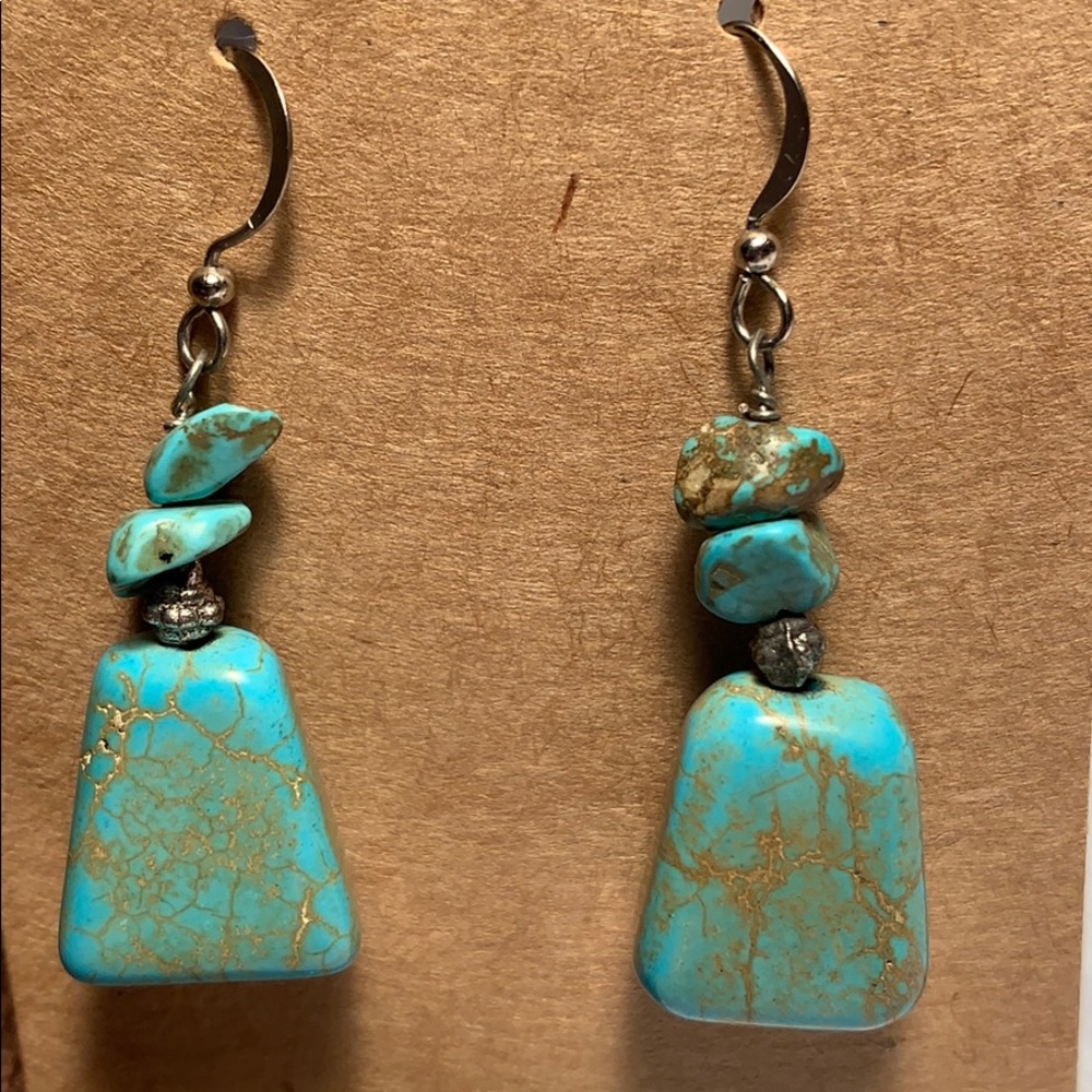 Handmade real turquoise earrings